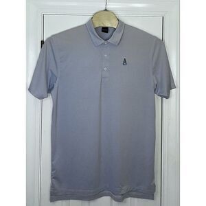 Dunning Golf‎ Mens Short Sleeve Golf Polo Size XL Blue White Stripes Flaws